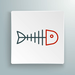 Line Fish skeleton icon isolated on white background. Fish bone sign. Colorful outline concept. Vector