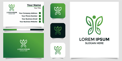 Minimalist nature butterfly logo and branding card