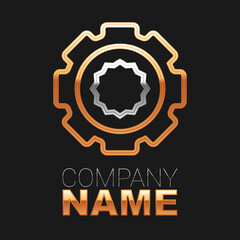 Line Gear icon isolated on black background. Cogwheel gear settings sign. Cog symbol. Colorful outline concept. Vector