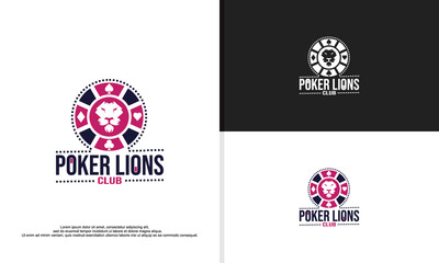 poker lions club logo design illustration