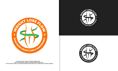 weight loss logo designs illustration, woman diet logo.