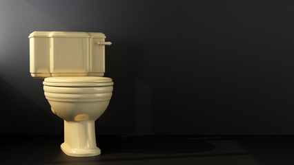 yellow toilet on black background