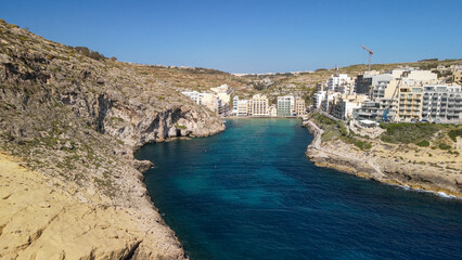Fototapeta premium Aerial view of beautiful Xlendi Bay from drone, Gozo
