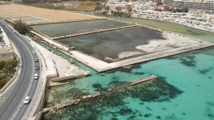 Aerial view of Salina Bay in Bugibba, Malta - obrazy, fototapety, plakaty