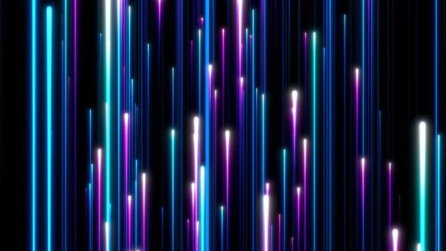 Slow moving laser beams. Seamless loop animation. Abstract colorful background in bright neon blue and purple colors. Modern colorful wallpaper. Futuristic abstract backdrop.
