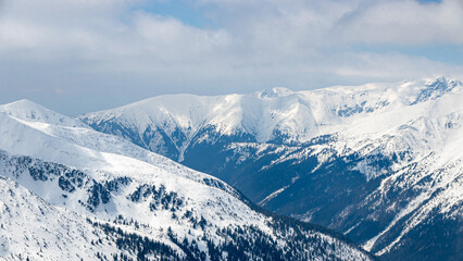 Fototapeta na wymiar View of the snow-covered Polish mountains. Zakopane Poland, April 21, 2022