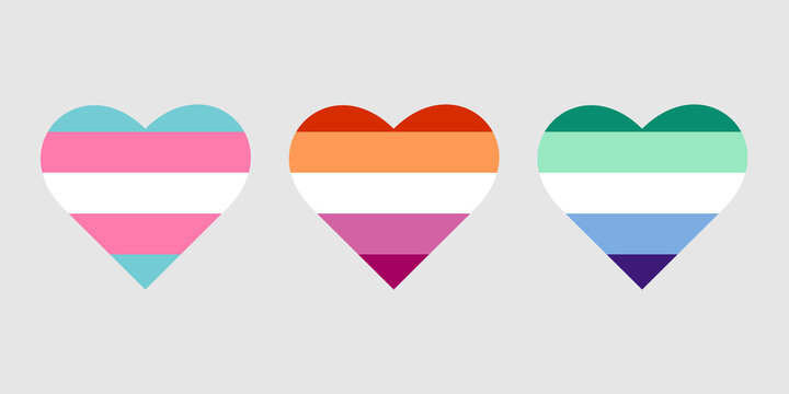 Gay, lisbian, transgender flag heart, LGBT Pride Month