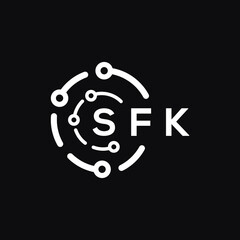 SFK technology letter logo design on black  background. SFK creative initials technology letter logo concept. SFK technology letter design.