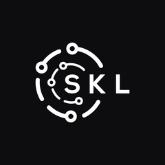 SKL technology letter logo design on black  background. SKL creative initials technology letter logo concept. SKL technology letter design.
