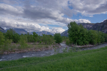 landscape with lake and mountains