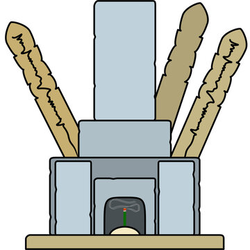 stone fireplace with wooden logs clip art preview