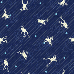 Simple, Japanese frog and rain seamless pattern,