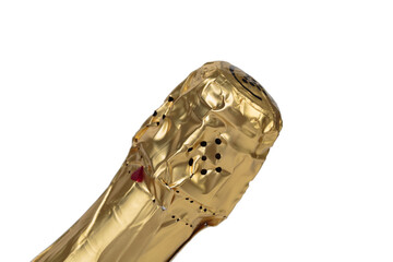 Photo of the top of a Champagne bottle.