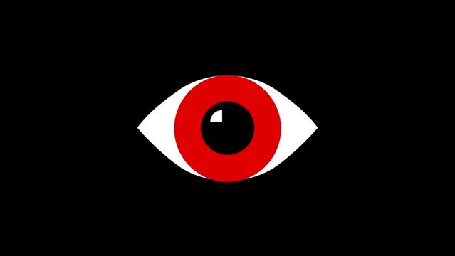 Color picture of eye on a black background. the eye looks at the viewer. Distortion liquid style transition icon for your project. 4K video animation for motion graphics and compositing.