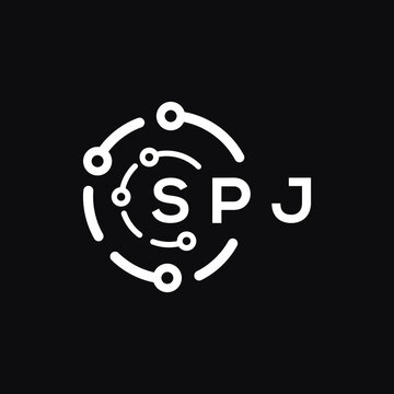 SPJ technology letter logo design on black  background. SPJ creative initials technology letter logo concept. SPJ technology letter design.