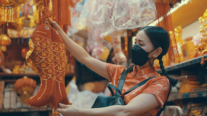 Chinese women shopping for Chinese New Year