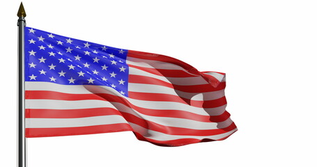 The American Memorial Day flag is isolated on white. 3d render