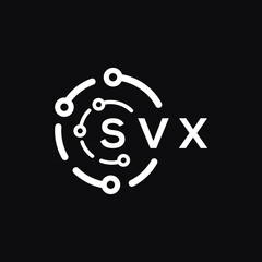 SVX technology letter logo design on black  background. SVX creative initials technology letter logo concept. SVX technology letter design.
