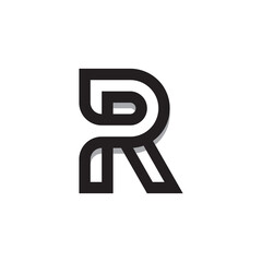 Outline Initial Letter R in Minimalistic Vector Linear style on isolated background. Simple Modern Style, Logo, Icon, Mark.