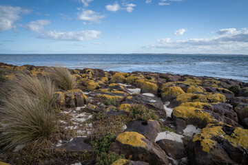 colorful rocky coast of the sea