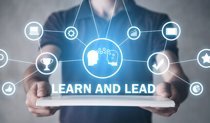 Learn and Lead. Learning. Business concept