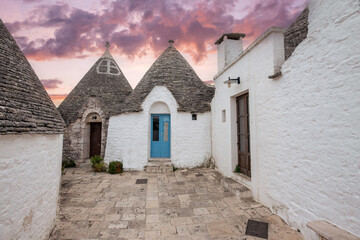 Fototapeta na wymiar Sunset at Trulli of Alberobello, Puglia, Italy