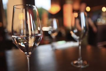 glass of wine in the restaurant on the table serving