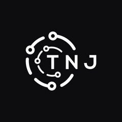 TNJ technology letter logo design on black  background. TNJ creative initials technology letter logo concept. TNJ technology letter design.
