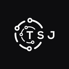 TSJ technology letter logo design on black   background. TSJ creative initials technology letter logo concept. TSJ technology letter design.

