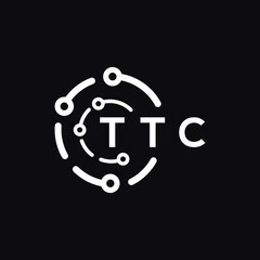 TTC technology letter logo design on black  background. TTC creative initials technology letter logo concept. TTC technology letter design.
