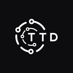TTD technology letter logo design on black  background. TTD creative initials technology letter logo concept. TTD technology letter design.

