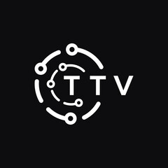TTV technology letter logo design on black  background. TTV creative initials technology letter logo concept. TTV technology letter design.
