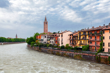 Naklejka premium Verona is a city on the Adige River in Veneto, Italy, It is one of the main tourist destinations in northern Italy because of its artistic heritage.