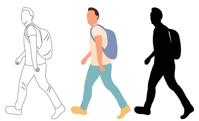 man walking flat design, isolated, vector