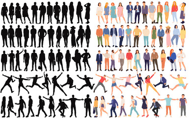 people set flat design ,on white background isolated, vector