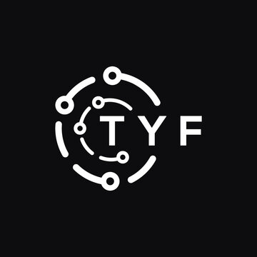 TYF technology letter logo design on black  background. TYF creative initials technology letter logo concept. TYF technology letter design.
       