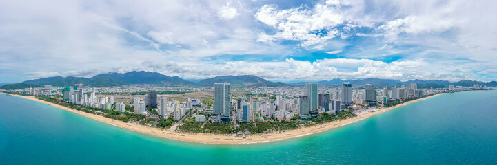 Aerial view Nha Trang city is so beautiful in the morning
