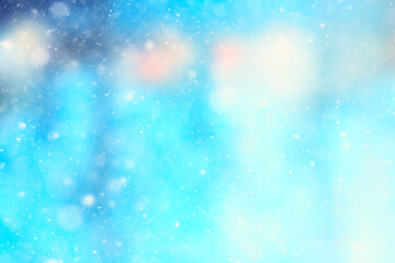 abstract blue background snow snowflakes, new year, glow design