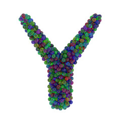 Letter Y made of colorful glass balls, isolated on white, 3d rendering