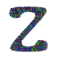 Letter Z made of colorful glass balls, isolated on white, 3d rendering