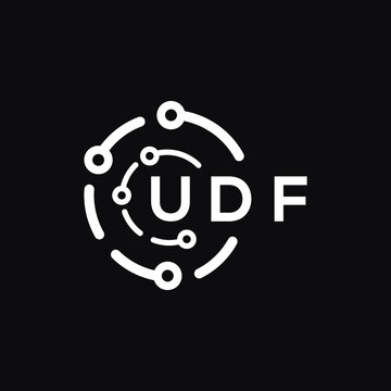 UDF technology letter logo design on black  background. UDF creative initials technology letter logo concept. UDF technology letter design.