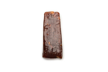 Turkish traditional delight with nuts isolated on white background.