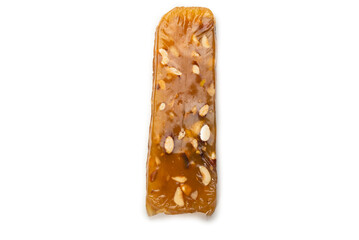 Turkish traditional delight with nuts isolated on white background.