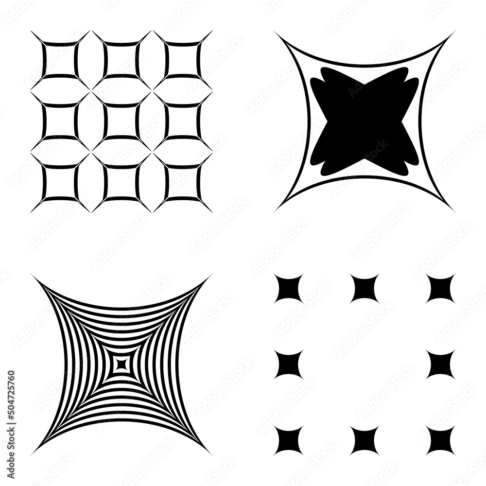 Poster Square_star Flat Icon Set Isolated On White Background