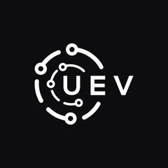 UEV technology letter logo design on black  background. UEV creative initials technology letter logo concept. UEV technology letter design.