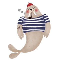 Walrus on white background 