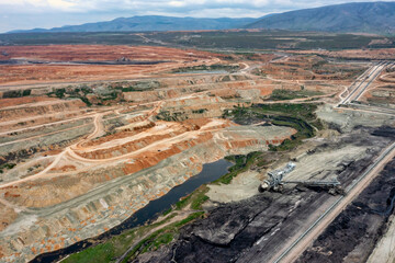 Aerial View from the lignite mine in Ptolemaida, Greece.