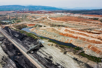 Aerial View from the lignite mine in Ptolemaida, Greece.
