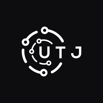 UTJ technology letter logo design on black  background. UTJ creative initials technology letter logo concept. UTJ technology letter design.