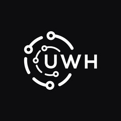 UWH technology letter logo design on black  background. UWH creative initials technology letter logo concept. UWH technology letter design.